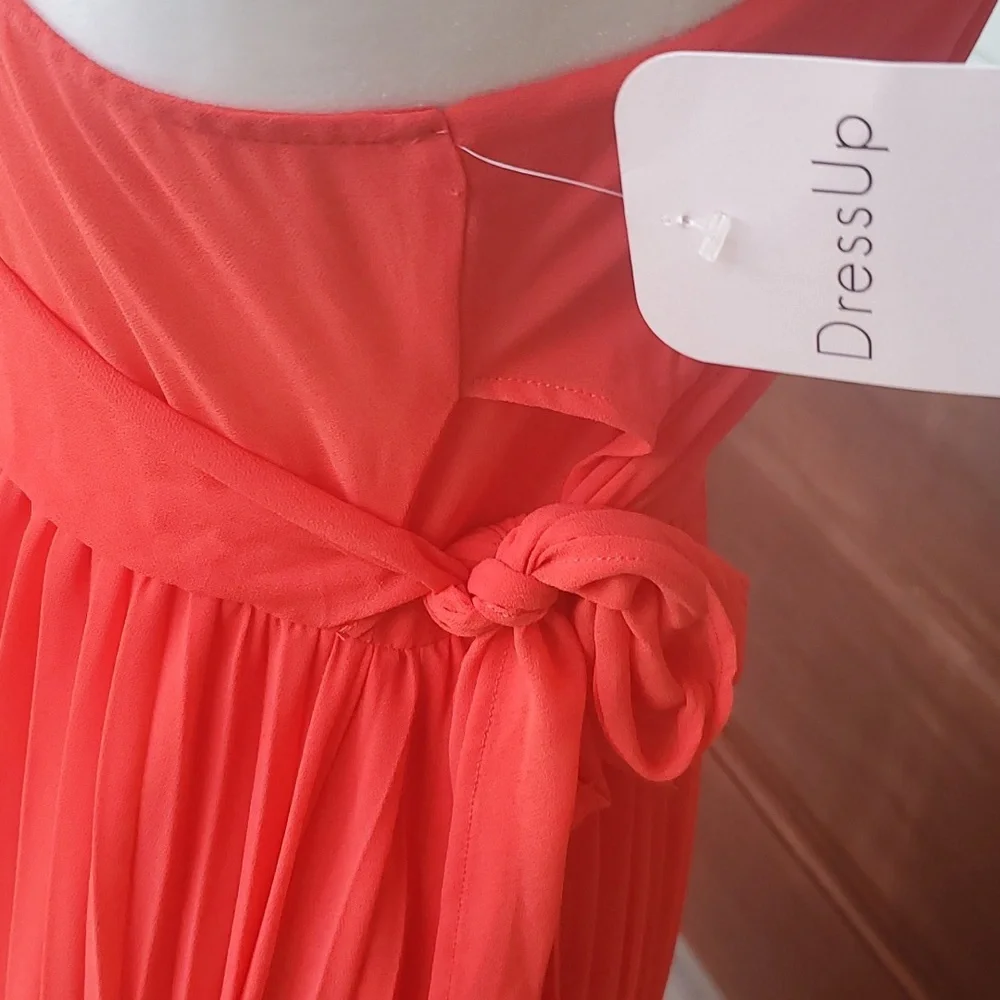 NWT! Dress Up FavLux Red Pleated Maxi Strappy Dress - Picture 4 of 5